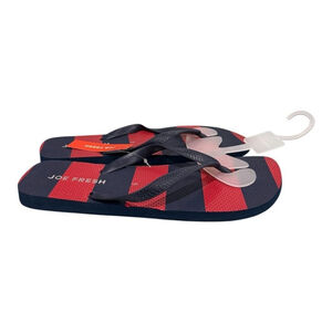 Joe Fresh Flip Flop Sandals Shoes Mens Size 9 Blue Red Stripe Beach Summer